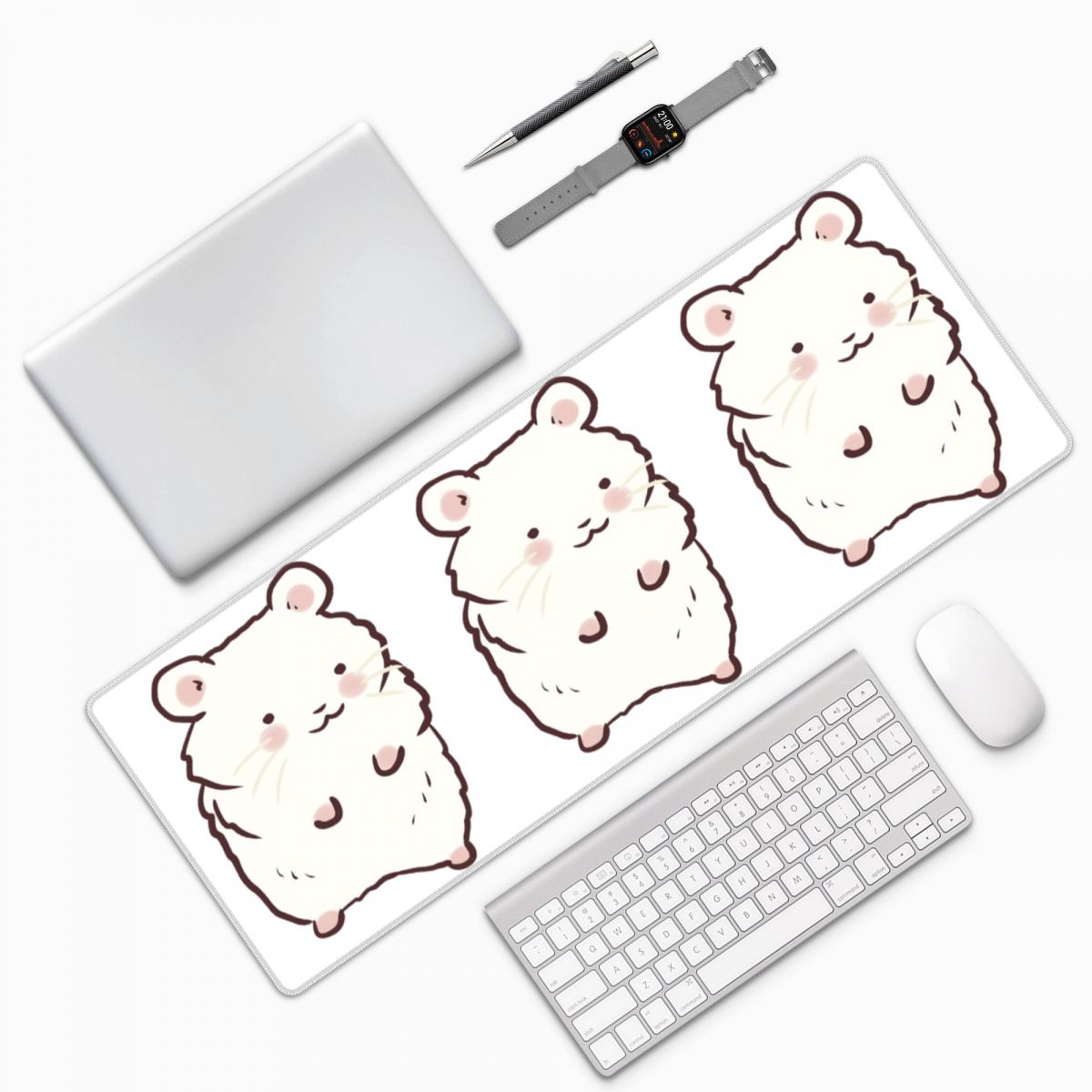 Gaming Accessories Drawing - Cute Hamster Drawing Large Mouse Pad