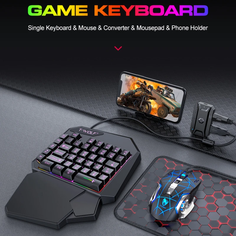 T-WOLF TF900 One Handed Keyboa - đánh giá và giá Gaming Accessories Bundle
